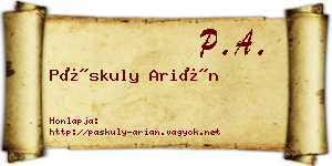 Páskuly Arián névjegykártya